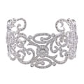 Icz Stonez Sterling Silver and CZ Swirl Cuff Bangle