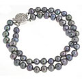 14k Black Freshwater Pearl Double-strand Bracelet (5-6 mm) (Case of 3)