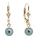 DaVonna Cultured Akoya Black Pearl Leverback Earrings (7-7.5 mm) (Case of 3)