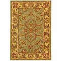 Handmade Heritage Kermansha Green/ Gold Wool Rug (2' x 3')