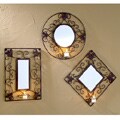 Iron Scrolled Votive 3-piece Mirror Set