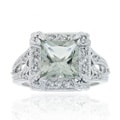 Glitzy Rocks 2 1/6ct TGW Silver Light Green Amethyst and Cubic Zirconia Ring