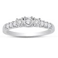 14k White Gold 1/2ct TDW Round Diamond Three-Stone Ring (F-G/I1-I2)