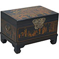 Black Bonded Leather Hand-painted End Table/ Storage Trunk