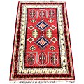 Indo Kazak Hand-knotted Red/ Ivory Rug (3' x 5')