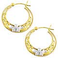 14k Two-tone Gold Cherub Hoop Earrings