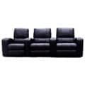 Black Leather 3-seat Recliner Home Theater Seating