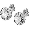 Sterling Silver Round CZ Center Earrings