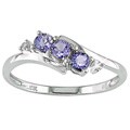 10k White Gold Tanzanite and Diamond Curve Ring