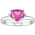 10k White Gold Created Pink Sapphire and Diamond Ring