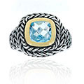 Glitzy Rocks Sterling Silver Blue Topaz Rope Design Ring