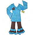 AnnLoren Girl's Modern Brown and Blue Tie-dye 2-piece Outfit