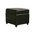 Black Bi-cast Leather Storage Ottoman