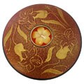 Gold Flowers Flying Saucer Candleholder