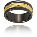 Gold and Black-plated Polished Titanium Ring