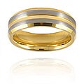 Tungsten Beveled Edge Grooved Goldplated Band (7 mm)