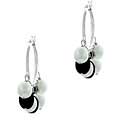 Stonique Creations Sterling Silver FW Pearl and Onyx Hoop Earrings