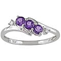 Miadora 10k White Gold Amethyst and Diamond Accent Ring