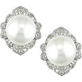 14k Gold Pearl 1 1/5ct TDW Diamond Earrings (HI, I1-I2) (12-13 mm)