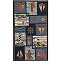 Hand-hooked Nautical Blue Wool Rug (2'9 x 4'9)