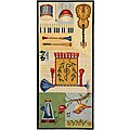 Hand-hooked Musical Ivory/ Multi Wool Runner (2'6 x 10')