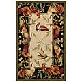 Hand-hooked Rooster Garden Ivory/ Black Wool Rug (2'9 x 4'9)