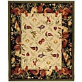 Hand-hooked Rooster Garden Ivory/ Black Wool Rug (7'9 x 9'9)