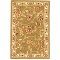 Handmade Isfahan Sage/ Ivory Wool and Silk Rug (2' x 3')