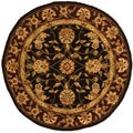 Handmade Traditions Isfahan Black/ Burgundy Wool and Silk Rug (4' Round)
