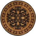 Handmade Traditions Isfahan Black/ Burgundy Wool and Silk Rug (8' Round)