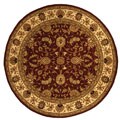 Handmade Traditions Isfahan Burgundy/ Ivory Wool and Silk Rug (8' Round)