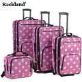 Rockland Pink Dot 4-piece Expandable Luggage Set