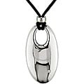 Stainless Steel Oval Pendant on Black Cord