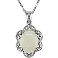10k White Gold Diamond and Created Opal Nekclace