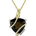 10k Yellow Gold Smokey Quartz and Diamond Necklace