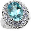 Sterling Silver Blue Topaz and Tanzanite Ring