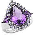 Malaika Sterling Silver Amethyst and Tanzanite Ring