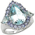 Sterling Silver Blue Topaz and Tanzanite Ring