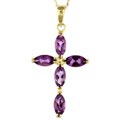14k Yellow Gold Marquise Amethyst Cross Necklace