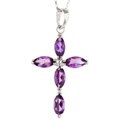 14k White Gold Marquise Amethyst Cross Necklace