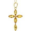 14k Yellow Gold Marquise Citrine Cross Necklace