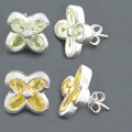 Sterling Silver Multi-gemstone Flower Earrings (India)