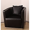 Tovano Swivel Black Leather Chair with Cushion