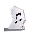Mats Jonasson Large Black Note Crystal Art Piece