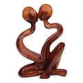 Wood 'Heartfelt Kiss' Statuette (Indonesia)