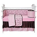 Tadpoles Pink and Brown Toile 4-piece Crib Set
