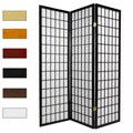 Wood and Rice Paper 5-foot 3-panel Windowpane Room Divider (China)