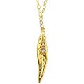 Charming Life Gold Overlay Crystal Accent Long Leaf Necklace
