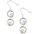 Glitzy Rocks Sterling Silver Multi-gemstone Double-hoop Earrings