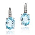 Glitzy Rocks Sterling Silver 6.4 CTW Blue Topaz and Diamond Accent Leverback Earrings